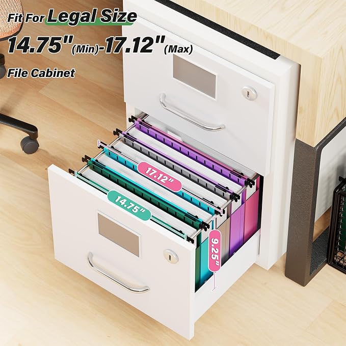 Ansook Plastic Extra Capacity Legal Hanging File Folders,Heavy Duty 2" Expansion Hanging Folder with 1/5 Tabs,12 Pack Filing Cabinet Folders,Accordion File Folders,Color File Organizer for Office