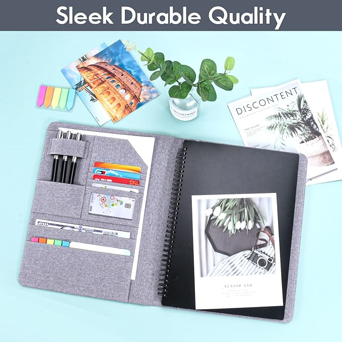 Folio Planner Cover for Rocketbook Smart Notebook– Waterproof Portfolio Organizer Fits A4/Letter Size (8.5x11 Inch), Professional Academic & Office Use (Gray)