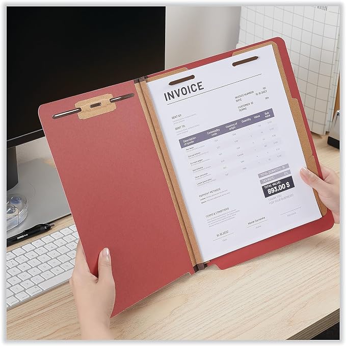 Universal 10315 Pressboard End Tab Classification Folders, Letter, Six-Section, Red, 10/Box