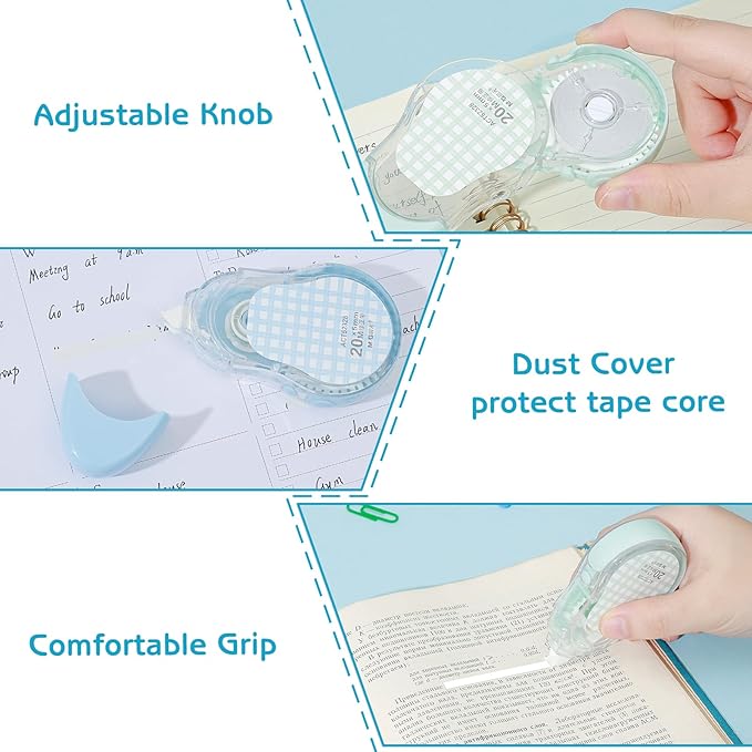 M&G 3Pcs White Correction Tapes, 65.1 Ft Cute White Smooth Pull Out Tape for Writing, Instant Correction Applicator Easy to Use for Portable School Office Supplies (Pastel Color)