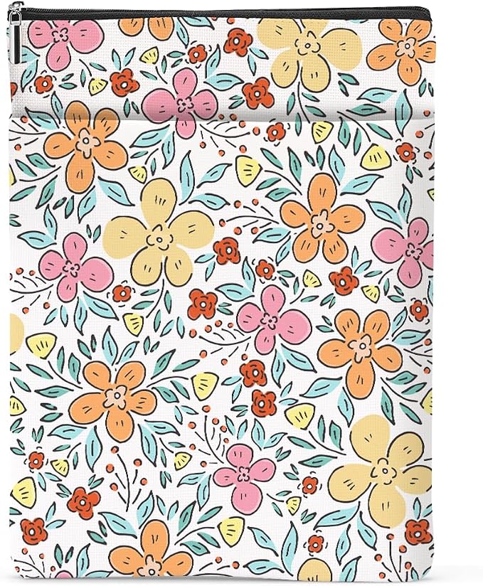 Book Sleeve Book Lovers Gifts Waterproof Books Pouch Protector Cover Reading Accessories Gifts for Women Girls Bookworm Teacher Reader Librarian Birthday Graduation Christmas, Aesthetic Floral