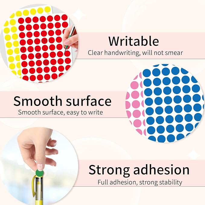 2520 PCS Colored Dot Stickers, 1/2'' Small Colored Dot Stickers Round Labels - 12 Colors