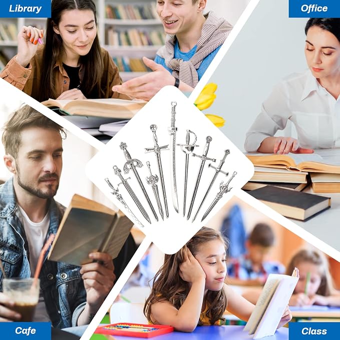 10 Styles Antique Swords Bookmark Set - 40 Pieces, Knife Charms, Keychain Pendants for Book Lovers DIY Bookmarks, Necklace, Bracelets