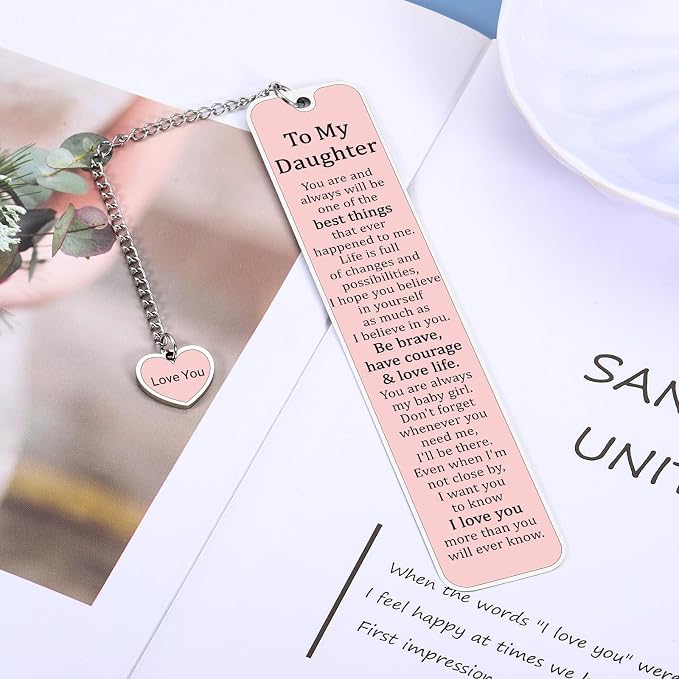 Daughter 5th 6th Graduation Gifts for Her to My Daughter Bookmark from Mom Dad 16th 18th Birthday Gift for Teen Girls Wedding Anniversary for Women Back to School Supplies