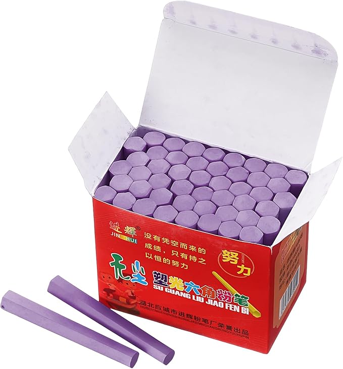 PATIKIL 48 PCS Chalkboard Chalk, Dustless Chalk Small Bulk Colored Thin for Chalkboard Blackboard Teacher Classroom Adults Indoor Home Office Supplies, Light Purple
