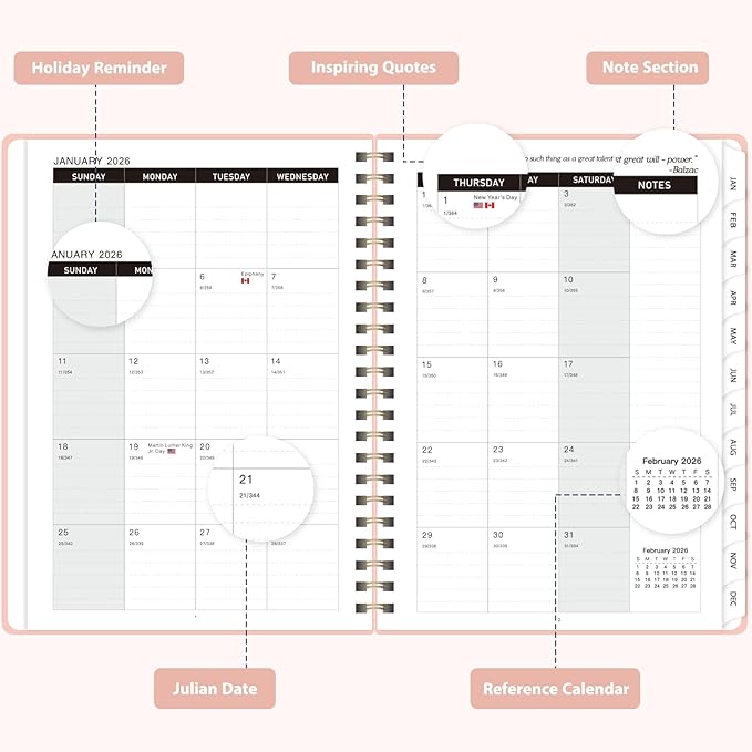 2026 Planner, Weekly and Monthly Calendar Planning Agenda, Jan 2026 - Dec 2026, Academic Planner Book, Desk Accessories and Office Supplies for women & men - A5 (6.3'' x 8.5'')