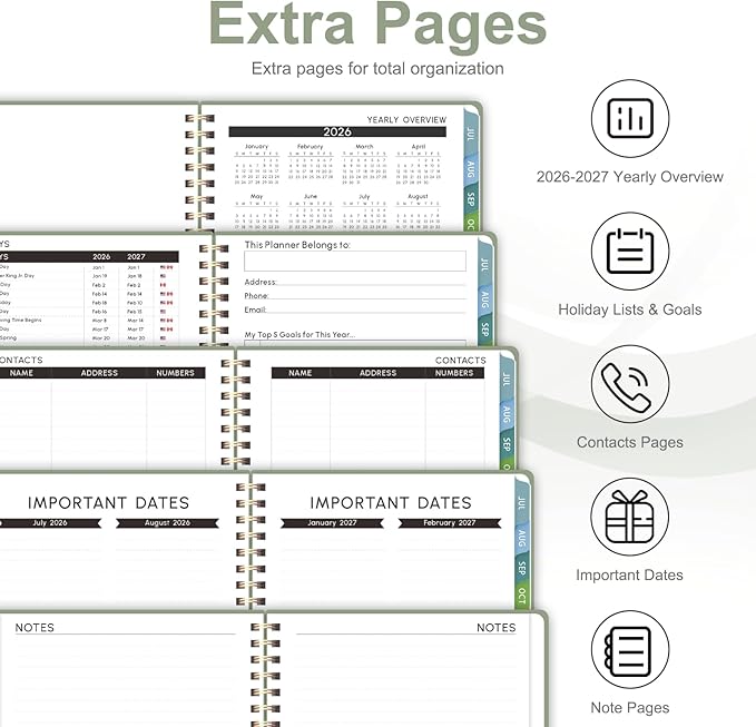 Planner 2026-2027, Weekly and Monthly Academic Year Calendar Planner, July 2026 - June 2027, Daily Agenda Book for Office School Supplies, Letter Size(8.5'' x 11'')