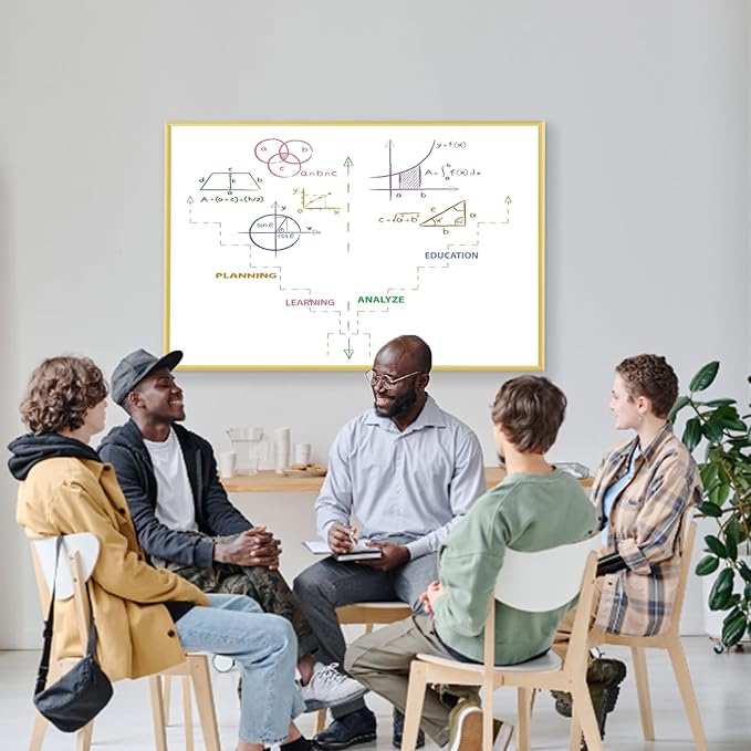 Dry Erase White Board, Magnetic Whiteboard for Wall Office/School/Home, Hanging Board for Decoration/Planning/Kitchen Grocery List/Drawing/Memo, 24"x 36" Gold Aluminum Frame (BB-Gold-6090)