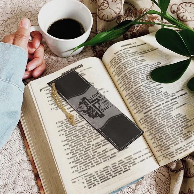 Vintage Cross and Lion Bible Case with Bookmark Waterproof Bible Cover Case for Women Lightweight Bible Bag with Handle Pockets Church Book Bag Grey