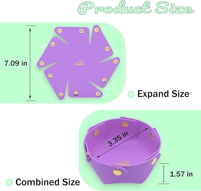 URSUN 3 Pack Cute PU Leather Paper Clip Holder for Desk, Aesthetic Valet Tray for Binder Clips, Hair Accessories, Decorative Small Desk Organizer for Home Office School (Purple)