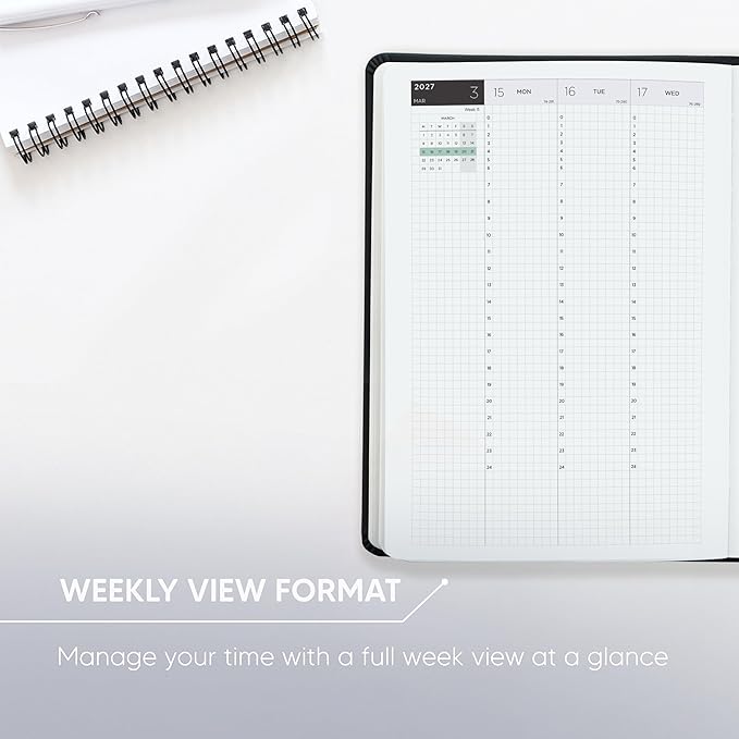 Hourly Academic Planner 2026-2027 – 24-Hour Planner with Weekly & Monthly Time Slots, Hardcover Appointment Book for Students & Professionals, Minimalist Japanese Design, June 2026 - July 2027 (6x8.5)