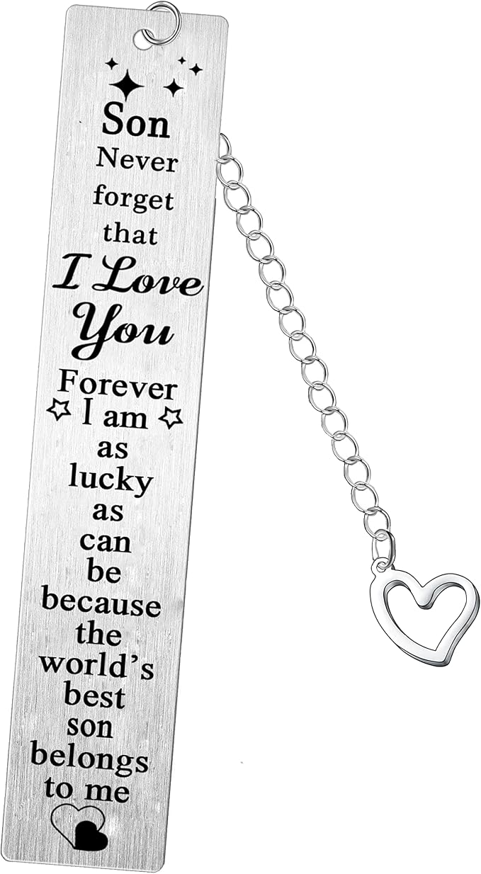 Son Metal Bookmark Keepsake - I Love You Birthday, Christmas, Graduation Gift from Dad Mum - Best Bookmark Present