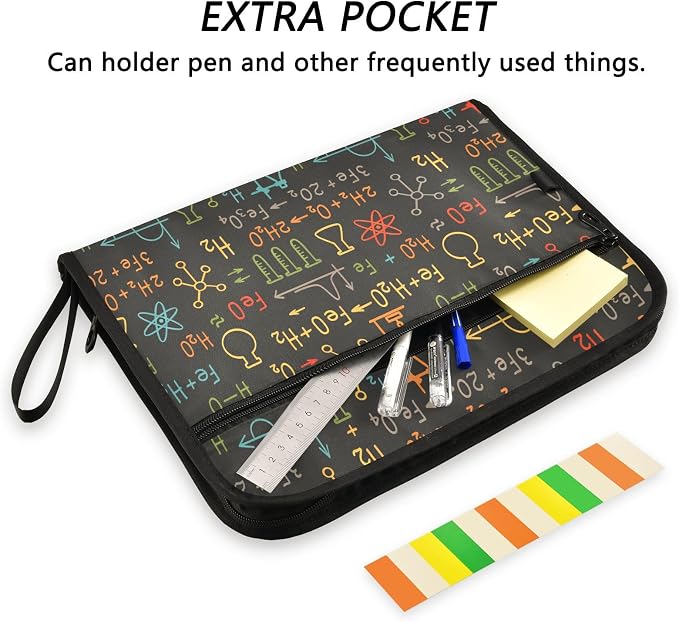 Expanding File Folder Science Chemistry Laboratory Accordion File Organizer 13 Pockets Document Organizer with Zipper Labels A4 Letter Office Storage