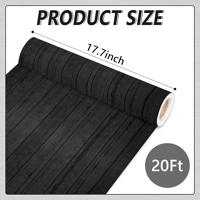 Qyeahkj Wood Grain Bulletin Board Paper Roll Rustic Bulletin Board Background Paper Black Fade Resistant Classroom Decoration Poster Art Craft Home Wall Education Decor Supplies 17.7in x 20ft