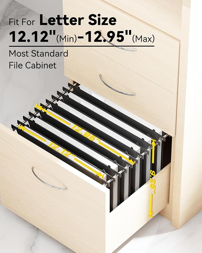 Ansook Plastic Hanging File Folders,12 Pack Extra Capacity Letter Size File Folders Hanging with Tabs,Heavy Duty 1 Inch Expandable Filing Cabinet Folders,Hang Folders for File Frame File Box