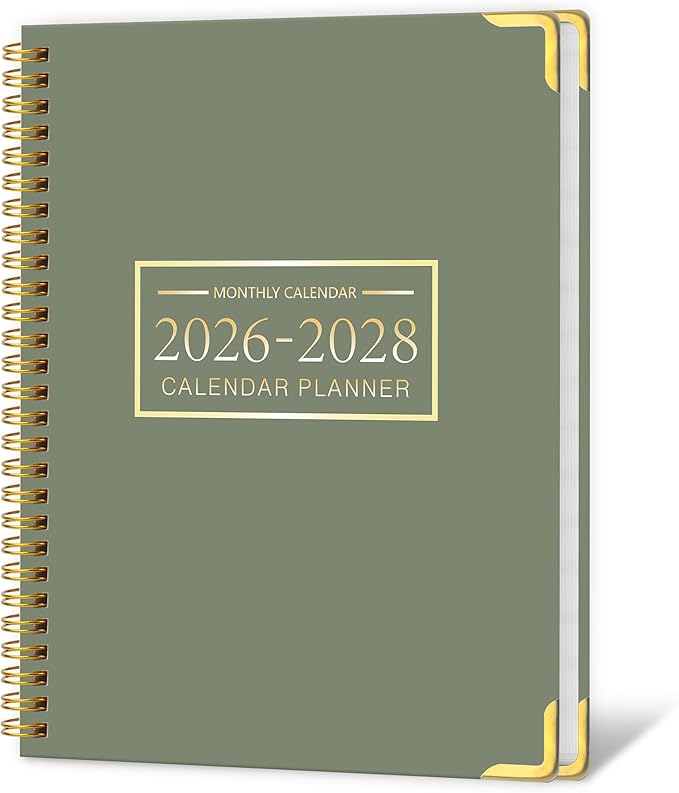 2026-2028 Monthly Planner - 3 Year Monthly Planner 2026-2028, Jan. 2026 - Dec. 2028, 8.5" x 11", 36 Months Calendar Planner with Spiral Bound, Notes Pages, Perfect for School & Office for Women & Men - Green