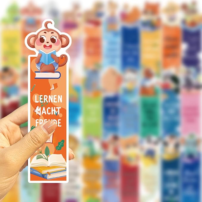 30PCS German Animal Bookmark Set - Educational Bookmarks with German Animal Names & Illustrations, Language Learning Tools for Students, Teachers, Kids Classroom Supplies