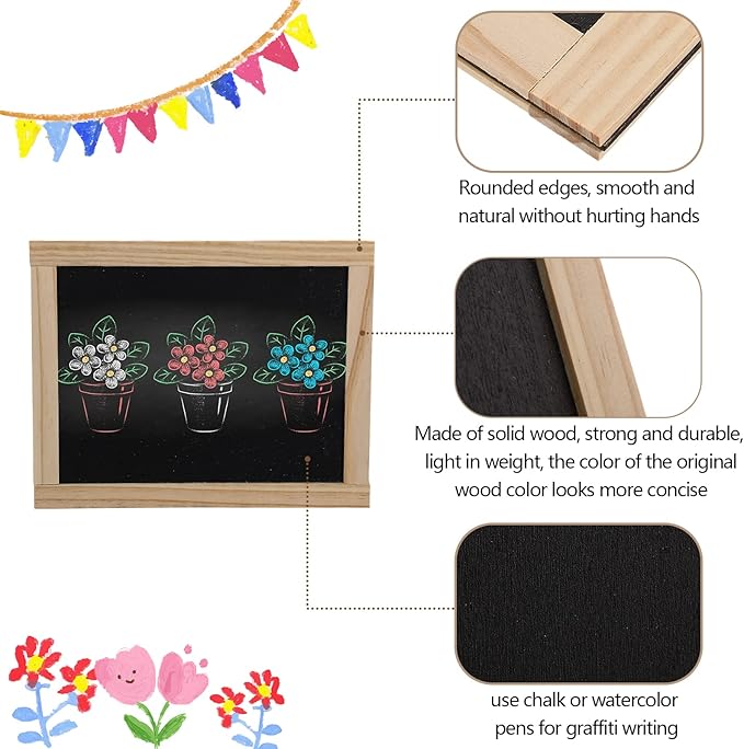 Harloon 24 Pcs 10.5" x 8.5" Framed Chalkboard Bulk Double Sided Wood Tabletop Small Chalkboard Signs Mini Blackboard Classroom School Supplies for Party Home Office Art Craft Birthday Wall Menu Food