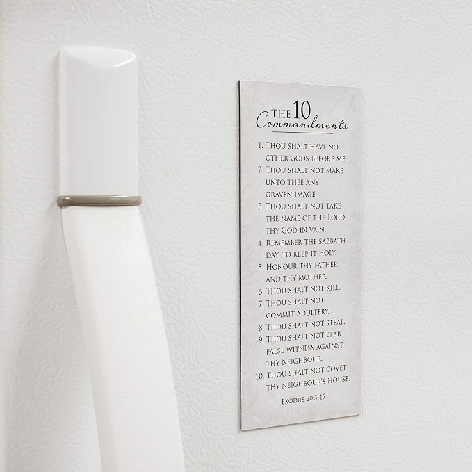 10 Commandments Textured White 6 x 2.5 Cardstock Decorative Magnetic Bookmark
