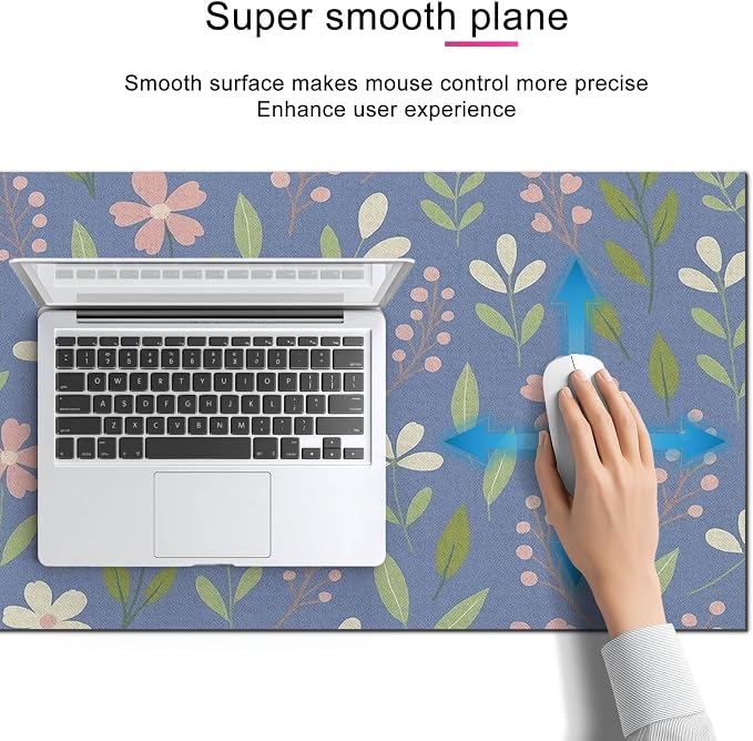 HOMETITUTE Blue Floral Mouse Pad XL Desk Pad 31.5 x 11.8 Inch Large Extended Keyboard Mat Non Slip Computer Mouse Pads Waterproof Desk Mat for Office Home Accessories Gaming Workspace