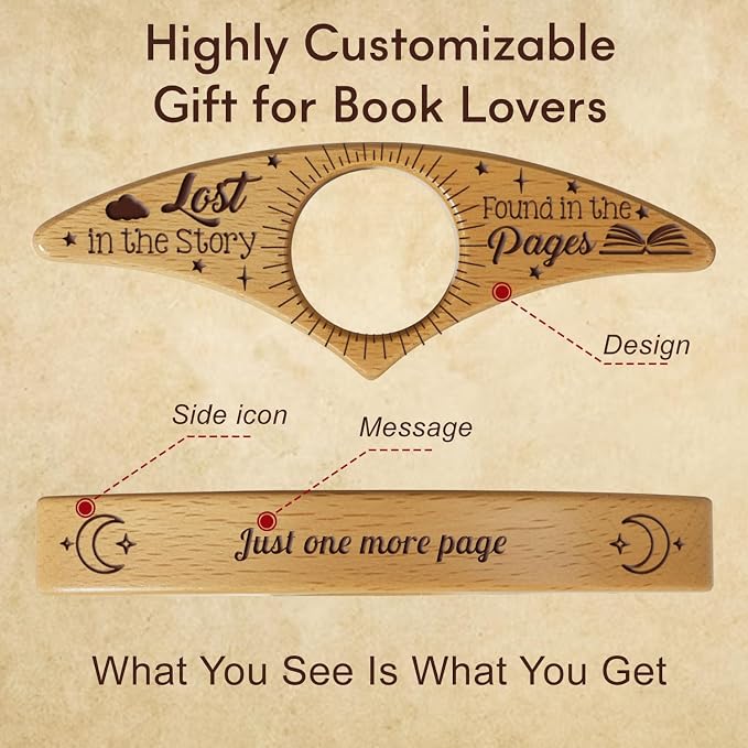 Custom Book Page Holder, Thumb Book Page Holder, Personalized Wooden Page Holder for Reading, Gifts for Book Lovers Teachers Appreciation Gifts on Birthday (Style 3)