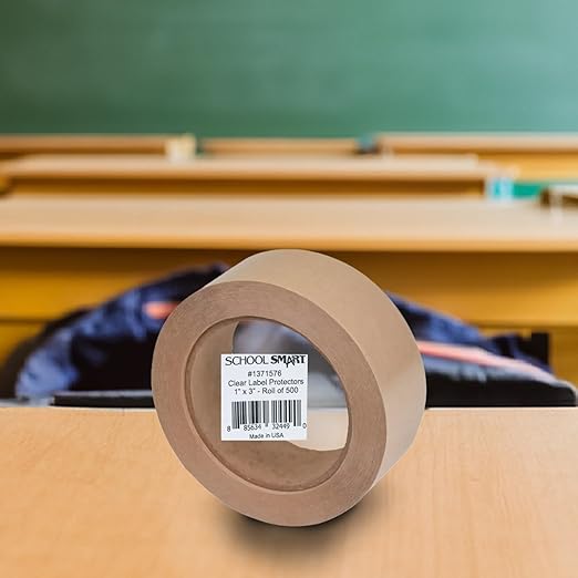 School Smart Vinyl Label Protectors, Round Corner Rectangle, 1 x 3 Inches, Clear, Pack of 500