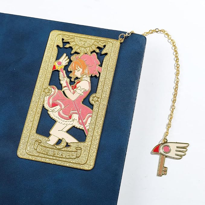 Anime Magic Cards Captor Sakura Bookmarks Set - Sweet Cartoon Cute Book Marks for Reading Women Men Anime Fans, Book Accessories Collection Decor Hangings Gifts (Brass Style 2)