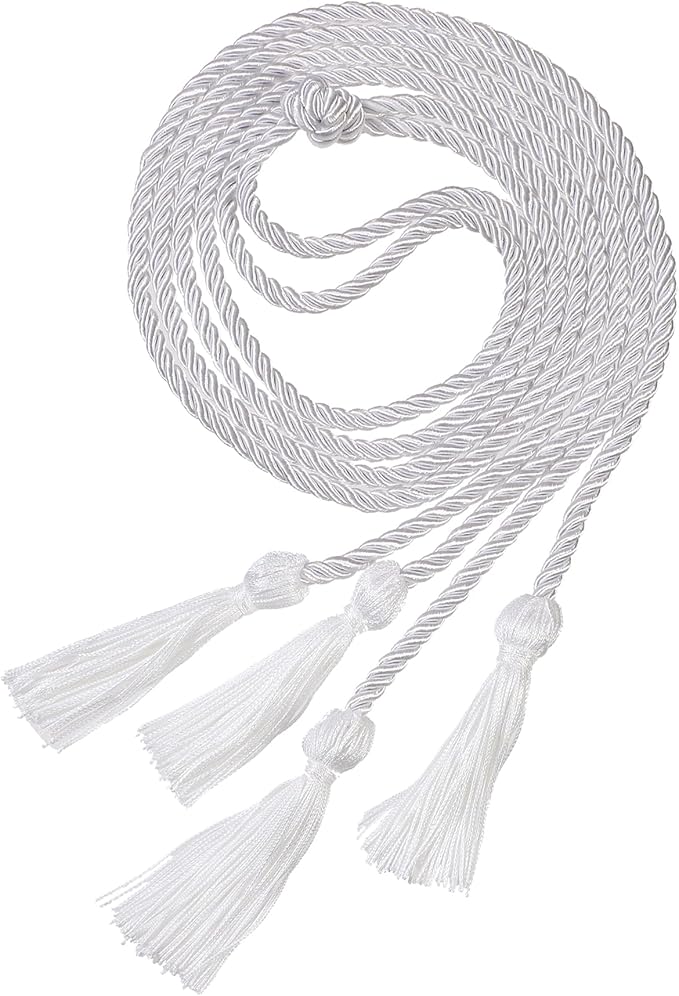 Graduation Double Honor Cords with Tassels Braided Academic Ropes for High School College Ceremony 68 Inch (White)