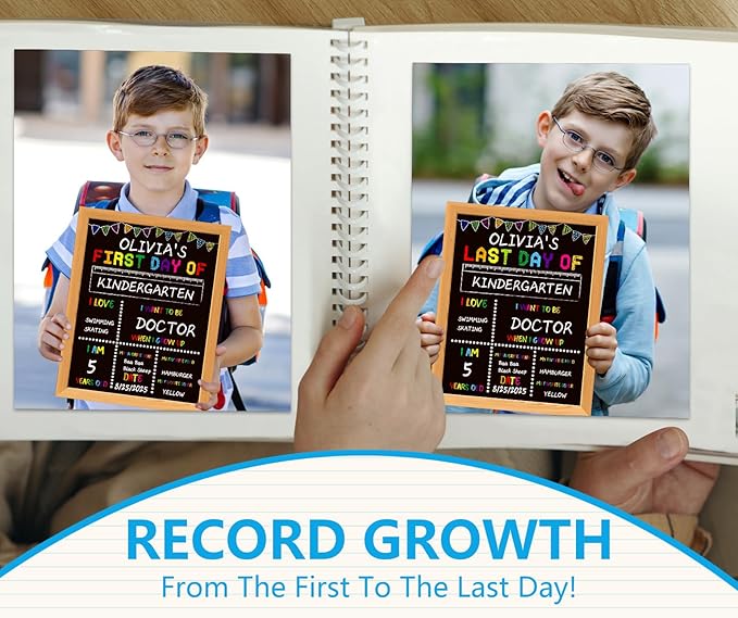 First Day of School Board Sign - Double Sided First and Last Day of Preschool Kindergarten Chalkboard Sign Reusable & Erasable Back to School Supplies Photo Prop Gift for Kids Girls Boys