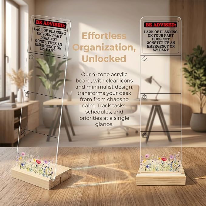 Sticky Note Holder Acrylic Monitor Memo Board Desk Organizers and Accessories Desk Decor Post It Note Holder with 200Pcs Sticky Notes Funny Office Warning Desk Sign