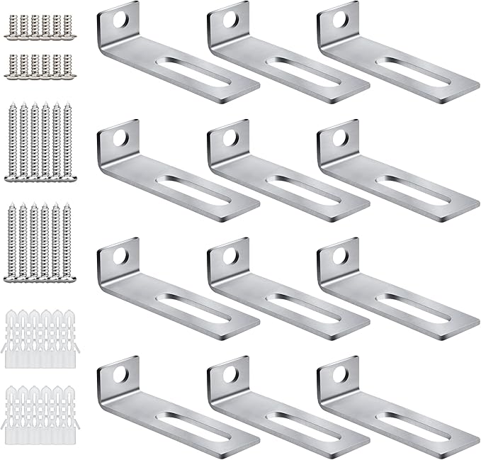 30 Set White Board Mounting Hardware,Whiteboard Hanging Brackets, White Board Installation Kit Includes Hanger Supports, Screws and Expansion Tube for Hanging Whiteboard Office Supplies (38*9.5*12mm)