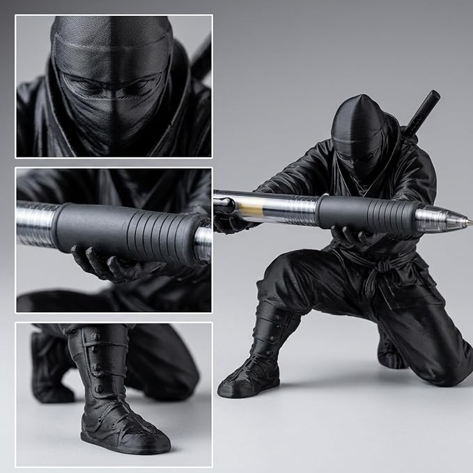 Ninja Pen Holder, Ninja Warrior Accessories, Desk Organizer for Office Supplies, Compact Ninja Themed Pen Stand with Multiple Slots for Pens and Pencils, Unique Ninja Decor for Home and Office Use