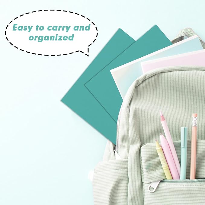 Two Pocket Folders, RAZCC 75 Pack 2 Pocket Folders Fit Letter Size Paper, Paper Folders with Pockets for School Office Business Home (Turquoise)
