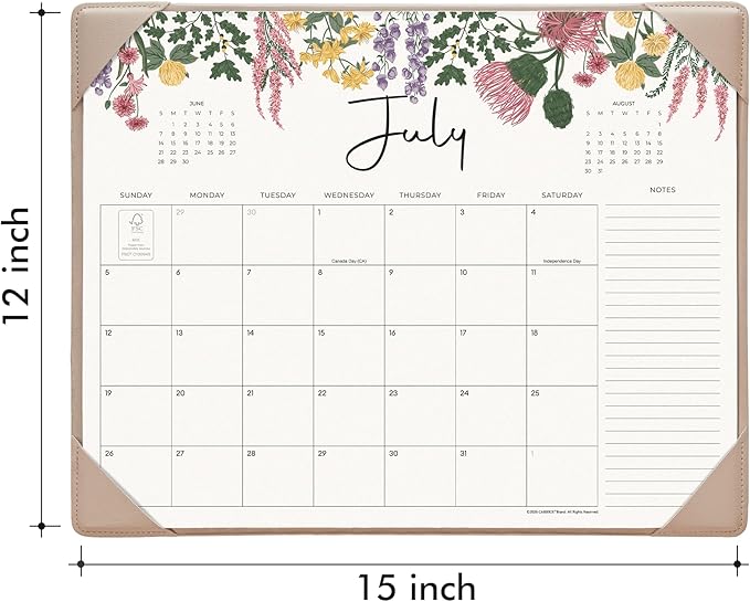Cabbrix Desk Calendar 2026 with Desktop Mat, Desk Pad Calendar 15"x 12" From July 2026 to December 2027, Desk Calendar for Home Office and School, Easy Planning, Apricot