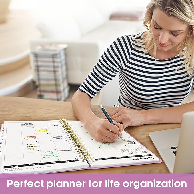 2026 Planner, Weekly and Monthly Calender Planner, Jan 2026 to Dec 2026, Hardcover 2026 Calendar Book with Tabs & Inner Pocket, Office Home School Supplies for Women & Men - A4 (8.5" x 11"), Boho Purple