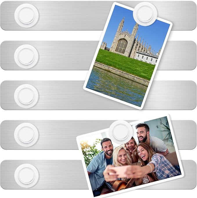 ZDZBLX Magnetic Board 5-Pack, Frameless Memo Bulletin Board Bar for Wall | Adhesive Backing Metal Magnet Board Strips for Office, Home, Kitchen | Includes 7 Strong White Magnet | Metal Magnetic Strips