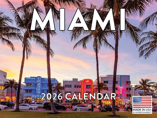 Miami Calendar 2026 Wall 12 Month Monthly FL Scenic Souvenirs Floridian Themed Gifts | American Made In The USA