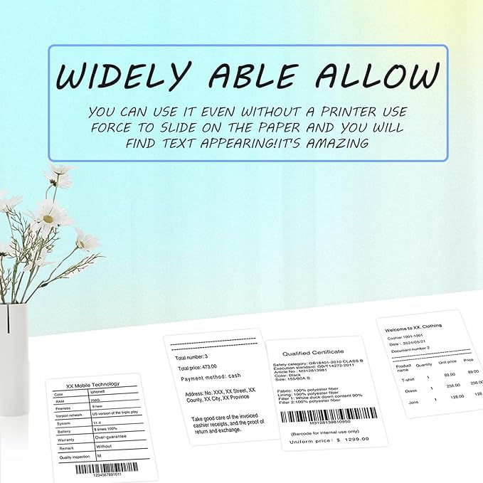 Thermal Labels Compatible with Phomemo M100/M110/M150/M221/M220/M120/M200/M250 Label Printer,1.97''x3.15''(50x80mm), 100 Labels/Roll, Black on White