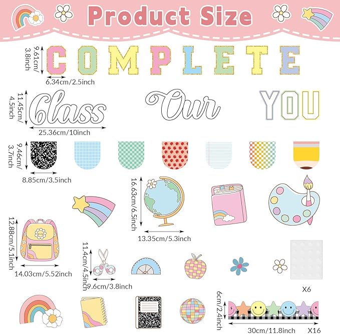Composition Notebook Back to School Bulletin Board Decoration You Complete Our Class Paper Cutouts First Day of School Welcome Back Bulletin Board Set for Classroom Chalkboard Wall Decor Home Supplies