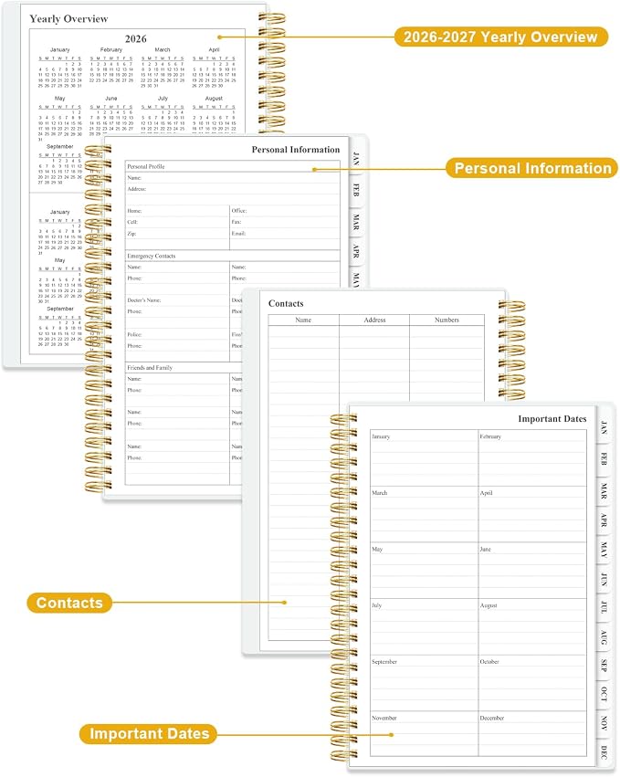 Planner 2026 - Weekly & Monthly Planner from January 2026 to December 2026, Agenda 2026 with Inner Pocket, Elastic Band, 6.4" x 8.5", Crushed Flower