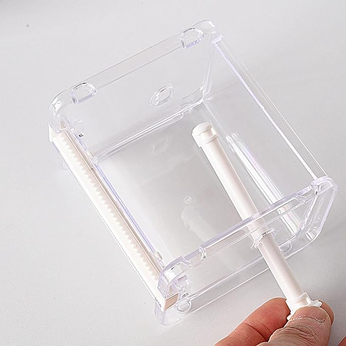 Yosoo Health Gear Tape Holder Cutter Simple Mini Multipurpose Organizer Desktop Office Stationery Transparent Visible Washi Packaging Dispenser Roll DIY Sticker Storage Cutting Tape, Adhesives