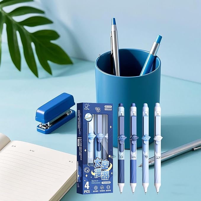 4pcs Blue Erasable Pens 0.5mm GelPens Black Ink Retractable Mistake-Free Smooth Writing Pens with Erasers for Women Men Office Supplies (blue 4pcs, Black)