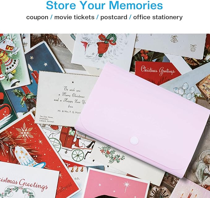 Receipt Organizer, Coupon Organizer, Folder Organizer Mini Organizer Wallet for Coupons, Receipts, Cash, Tax Item or Changes,7x4.5 in 13 Pockets with Tabs Check Case(Pink)