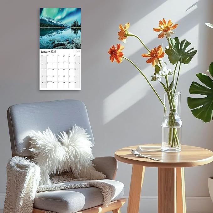 Wall Calendar 2025-2026 Planner Calendar - AURORA Hangable Monthly Wall Calendar with Large Blocks for Organizing & Planning, Academic Schedule, Home, Office & family, Thick & Sturdy Paper (12"x24" Open)