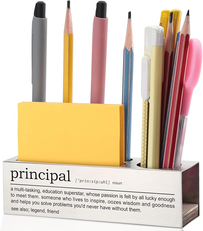 Principal Desk Pencil Holder Motivational Gift for Principals Inspirational Office Decor for Educators Unique Pen and Pencil Organizer for School Administrators EDP81