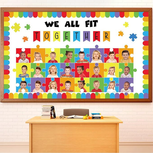 gisgfim Building Blocks Classroom Bulletin Board Decorations We All Fit Together Cutouts Toy Bricks Bulletin Board Set for Classroom Back to School Door Chalkboard Nursery Wall Decor Supplies