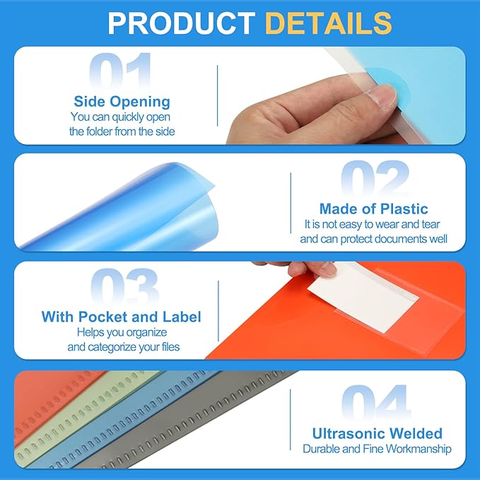 PATIKIL 6 Pack A4 Plastic Folders, Letter Size Clear Folders l Type Project Pockets Paper Document Jacket Sleeves Transparent for Documents Office File, 8.7x12.2, Pink