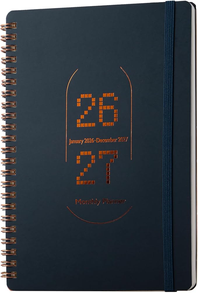 2026-2027 Monthly Planner-A5 Size Calendar Planner -Thick 120g Paper | Hard Cover with Elastic Band and Inner Pocket |Planner For Women,Men |Perfect for Office Home School Supplies & Personal Organizer (Blue-green)