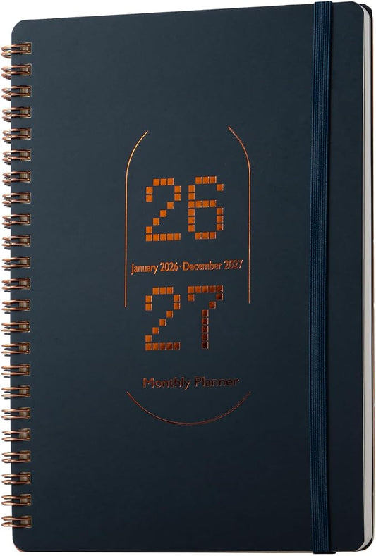 2026-2027 Monthly Planner-A5 Size Calendar Planner -Thick 120g Paper | Hard Cover with Elastic Band and Inner Pocket |Planner For Women,Men |Perfect for Office Home School Supplies & Personal Organizer (Blue-green)