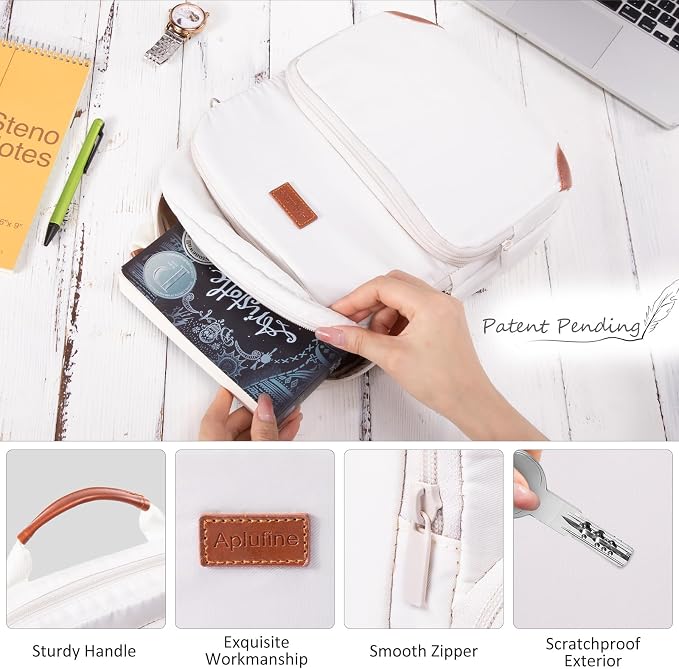 Aplufine Large Book Sleeve with Zipper, Book Pouch(9.5 X 12.5), Book Protector Pouch, Book Sleeve for Book Lovers, Book Cover, Book Carrying Case for Book Accessories, Study Suppliers